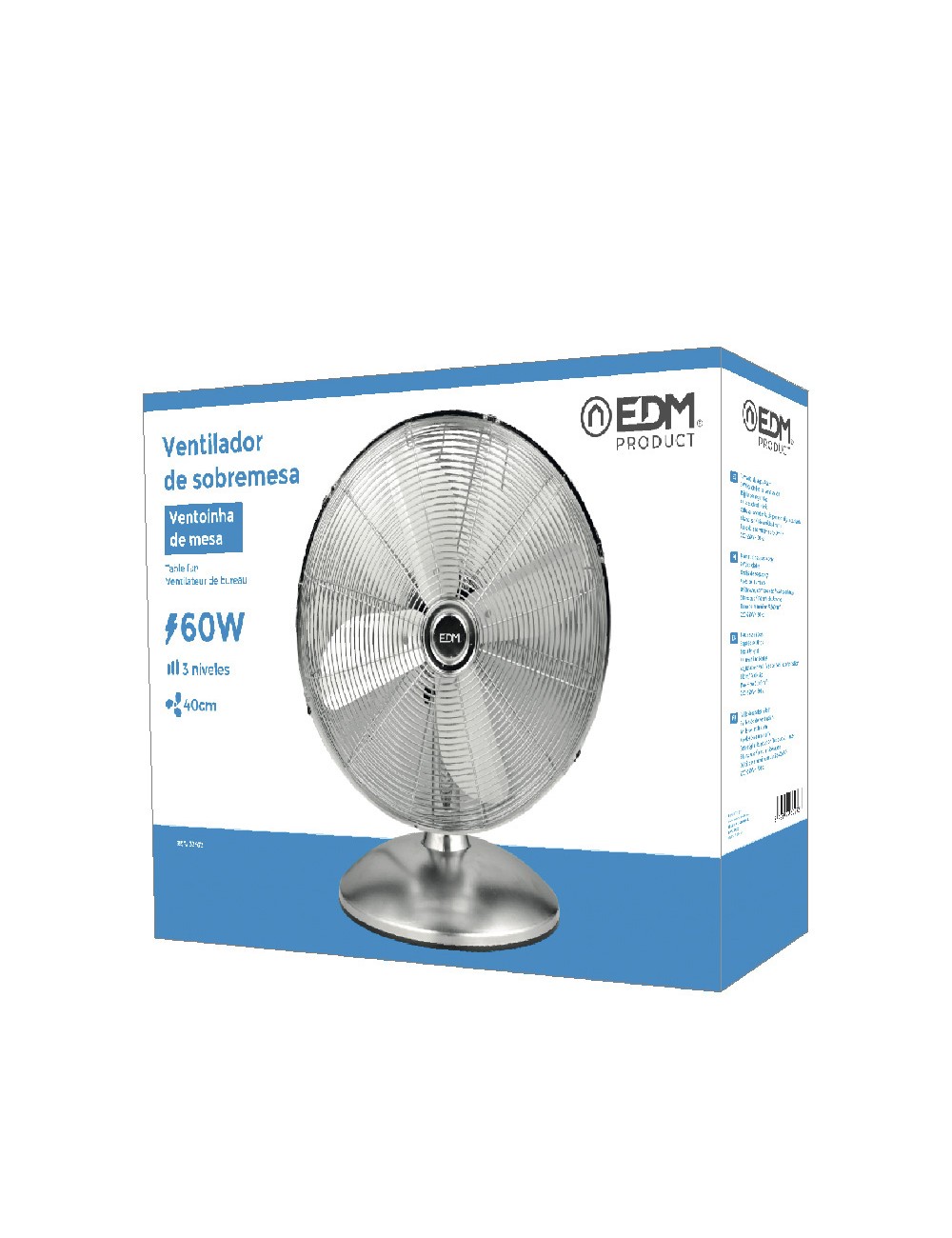Ventilador de sobremesa. color cromado. potencia: 60w 61,7 db aspas: ø40 cm