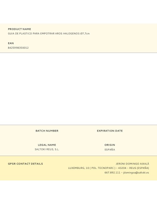 Guia de plastico para empotrar aros halogenos ø7,7cm