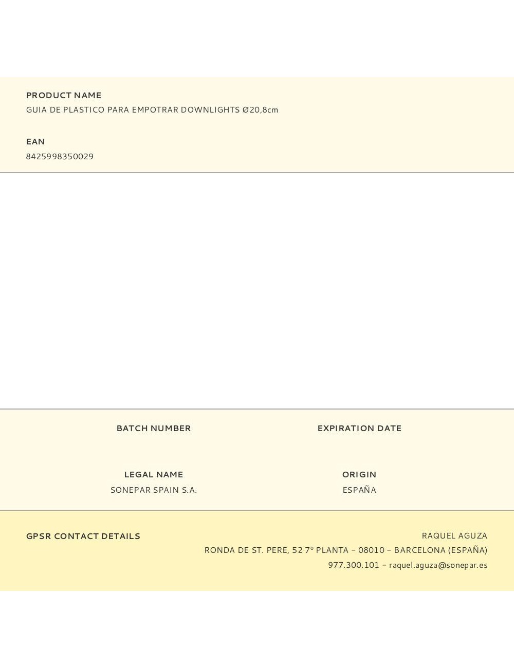 Guia de plastico para empotrar downlights ø20,8cm