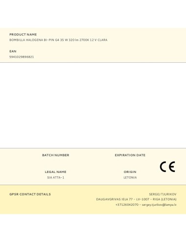 Bombilla halogena bi-pin g4 35 w 320 lm 2700k 12 v clara