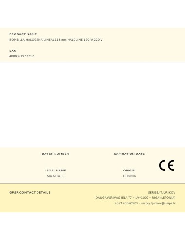 Bombilla halogena lineal 118 mm haloline 120 w 220 v
