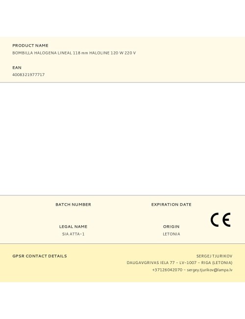 Bombilla halogena lineal 118 mm haloline 120 w 220 v