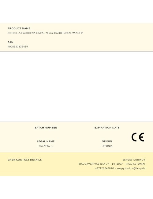 Bombilla halogena lineal 78 mm haloline120 w 240 v