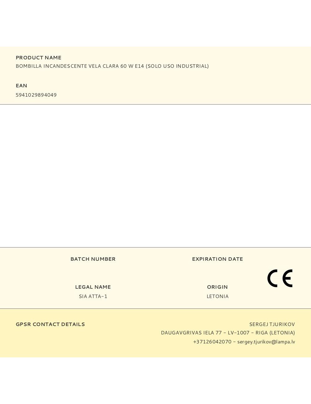 Bombilla incandescente vela clara 60 w e14 (solo uso industrial)