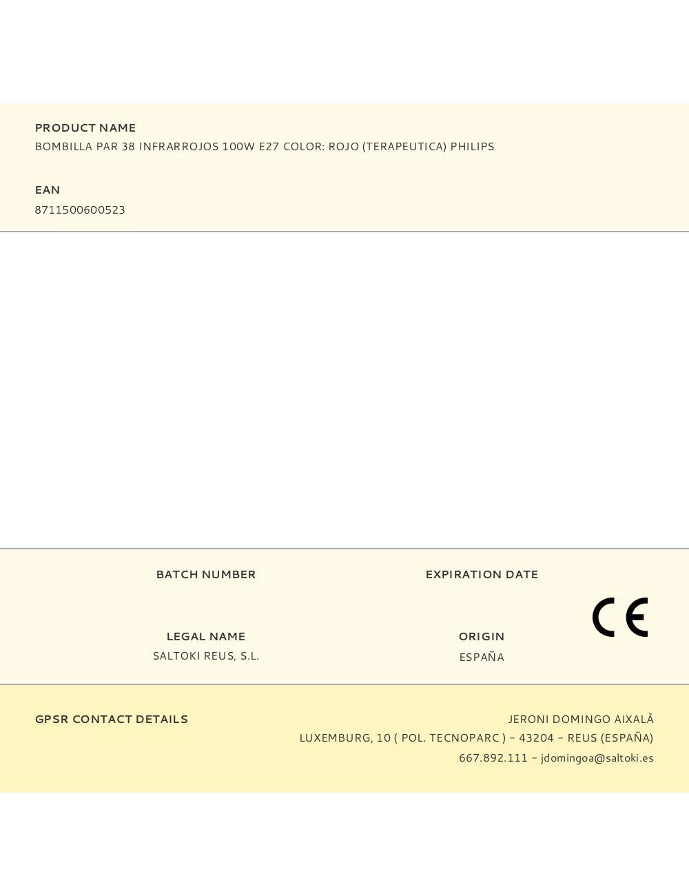 Bombilla par 38 infrarrojos 100w e27 color: rojo (terapeutica) philips