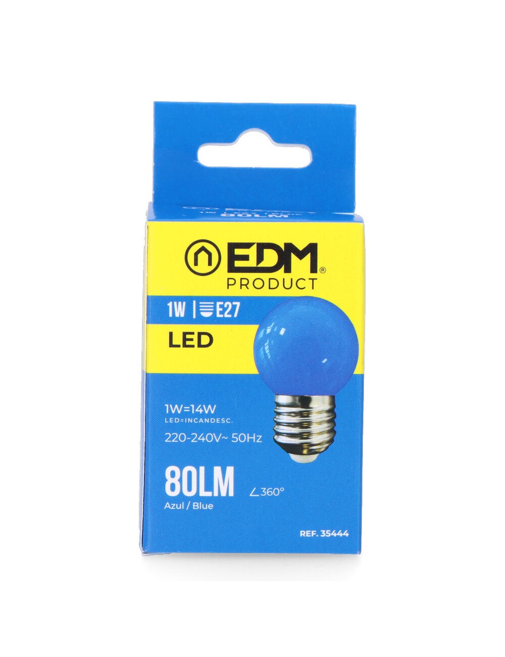 Bombilla esferica led e27 1 w 80 lm luz azul ø45 x 69 mm