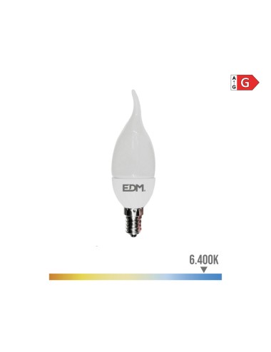 Bombilla vela led e14 5 w 400 lm 6400 k luz fria ø3,8 x 12,5 cm