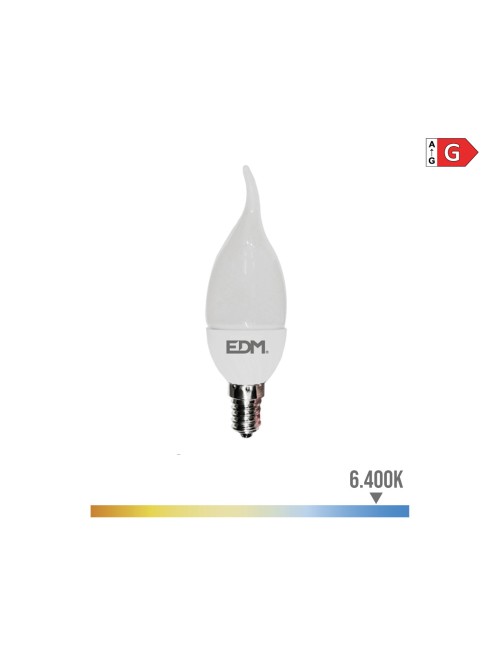 Bombilla vela led e14 5 w 400 lm 6400 k luz fria ø3,8 x 12,5 cm