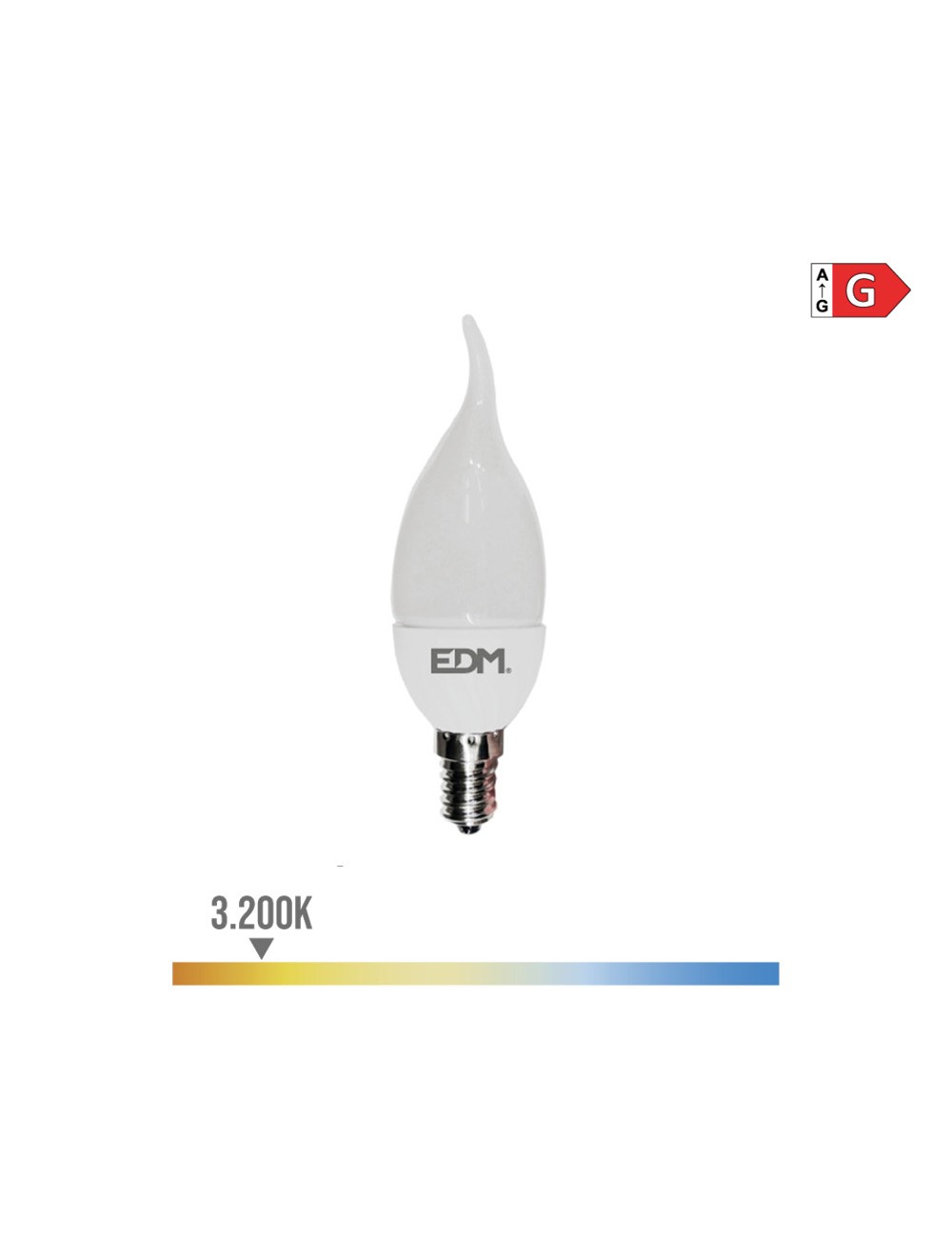 Bombilla vela led e14 5 w 400 lm 3200 k luz calida ø3,5 x 12 cm