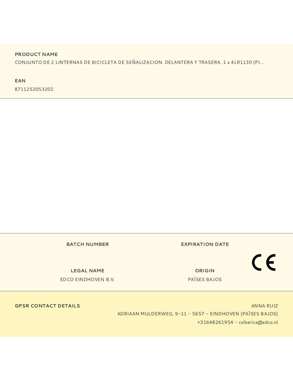 Conjunto de 2 linternas de bicicleta de señalizacion. delantera y trasera. 1 x 4lr1130 (pilas incluidas)