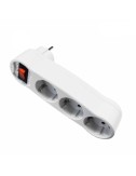 Adaptador triple 2p+t, 16a 250v~ con interruptor luminoso, entrada frontal, blanco (retractilado)