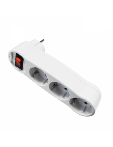 Adaptador triple 2p+t, 16a 250v~ con interruptor luminoso, entrada frontal, blanco (retractilado)