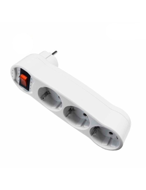 Adaptador triple 2p+t, 16a 250v~ con interruptor luminoso, entrada frontal, blanco (retractilado)