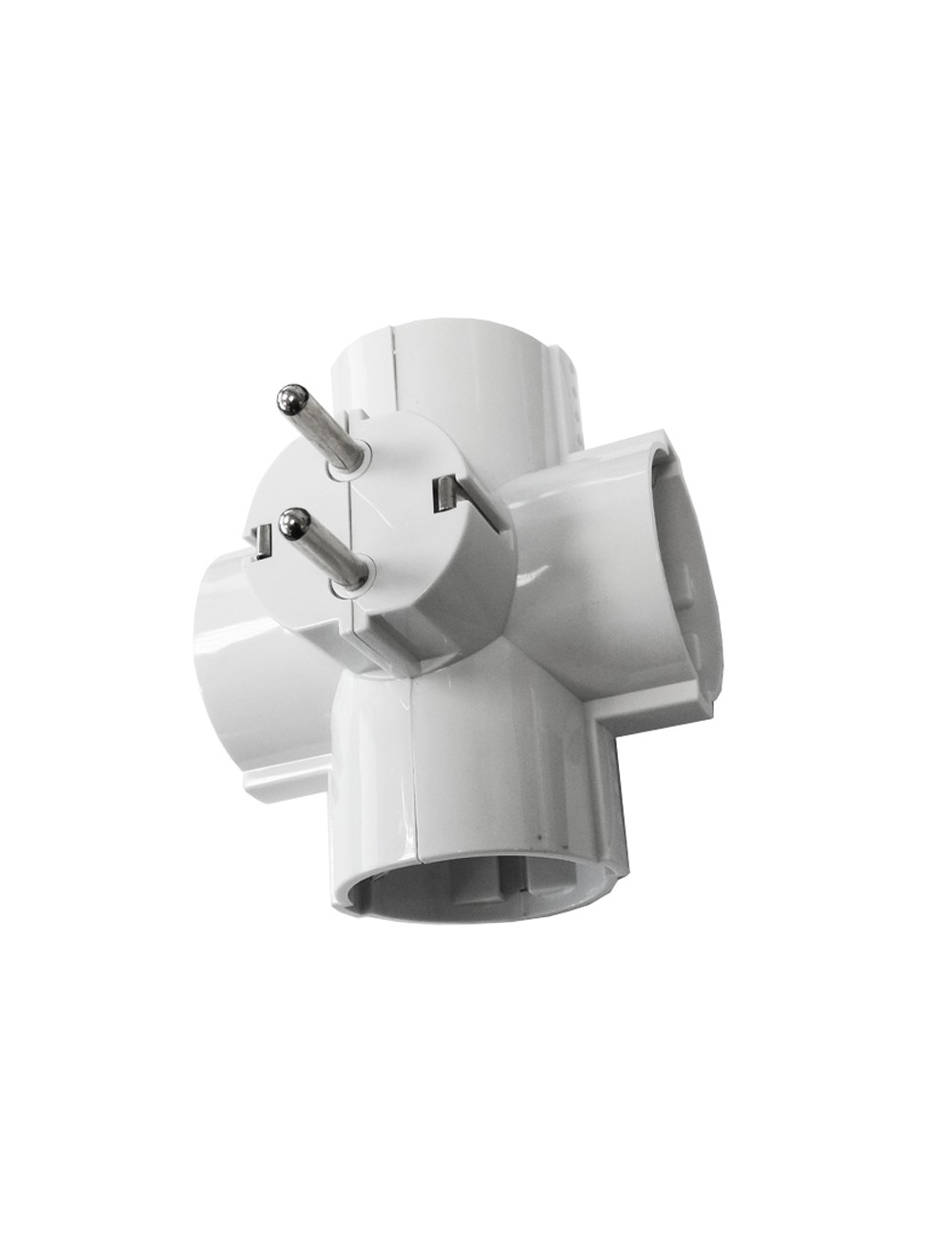 Adaptador cuádruple 2p+t, 16a 250v~ entrada lateral, blanco (retractilado)