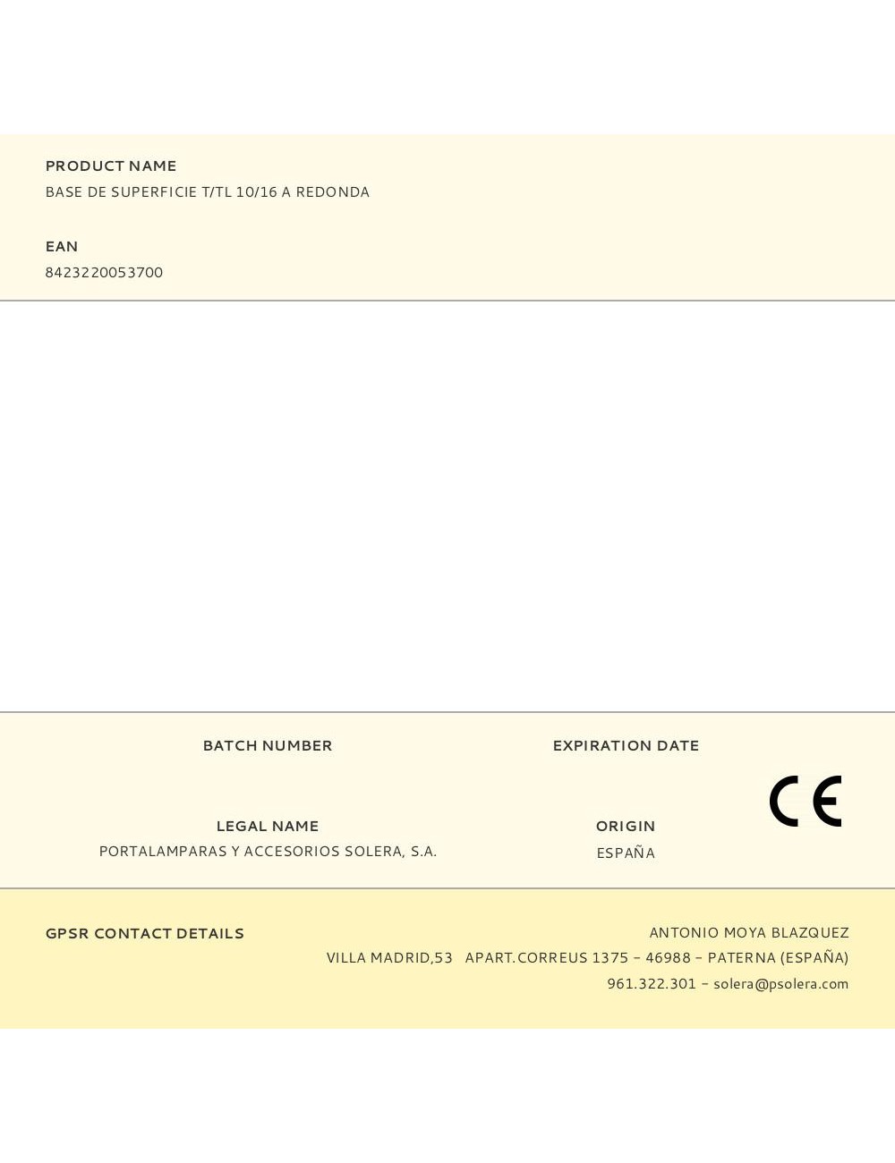 Base de superficie t/tl 10/16 a redonda