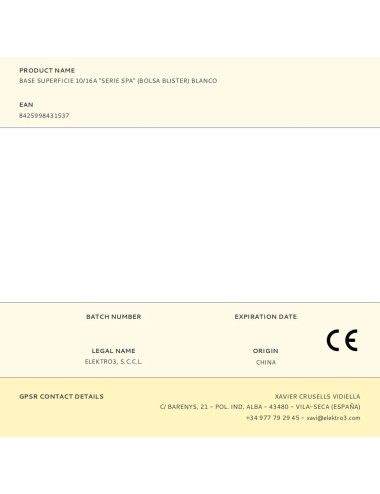 Base superficie 10/16a "serie spa" (bolsa blister) blanco