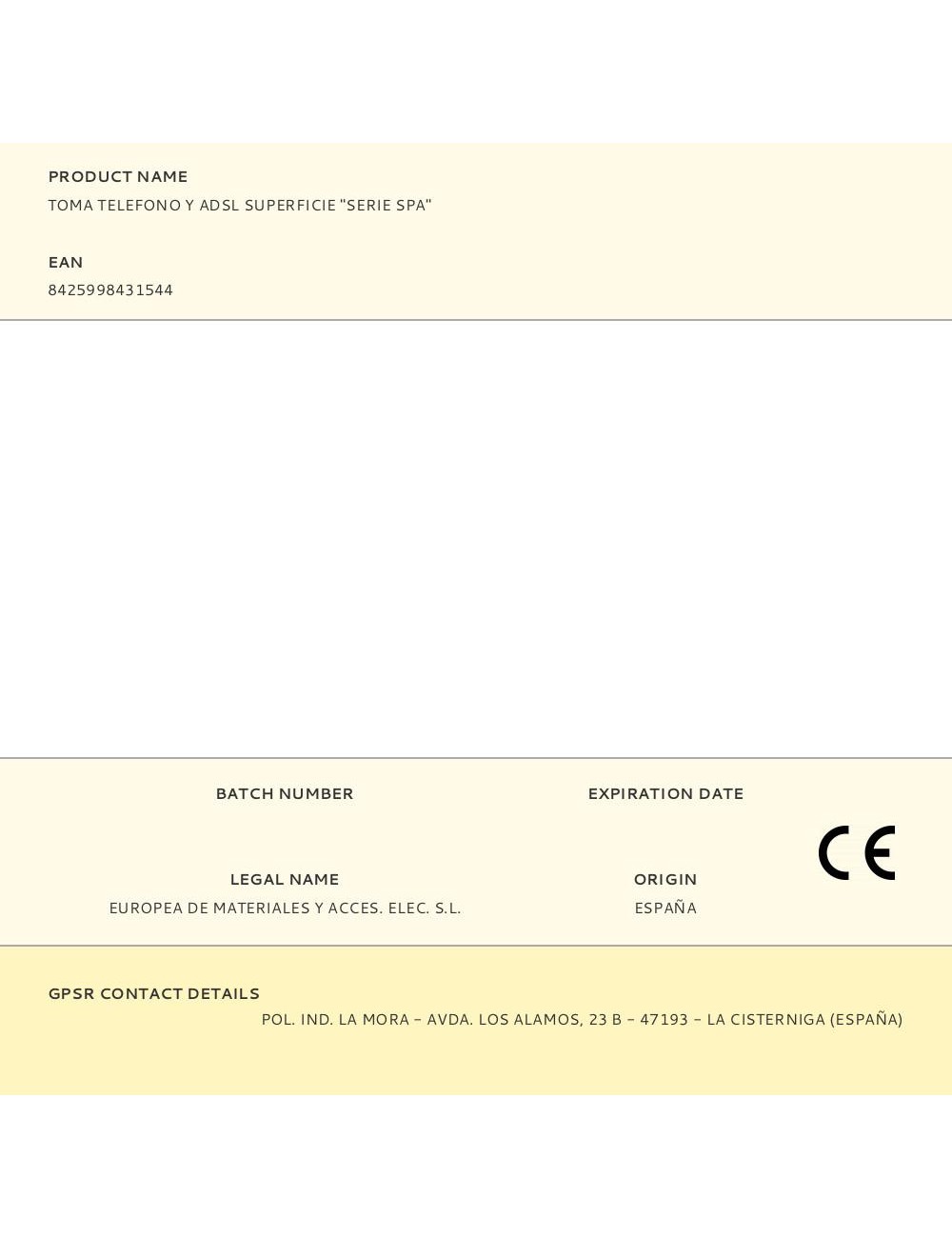 Toma telefono y adsl superficie "serie spa"