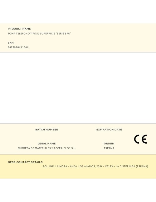 Toma telefono y adsl superficie "serie spa"