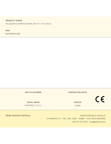 Pulsador superficie serie spa 77 x 77 x 30 mm