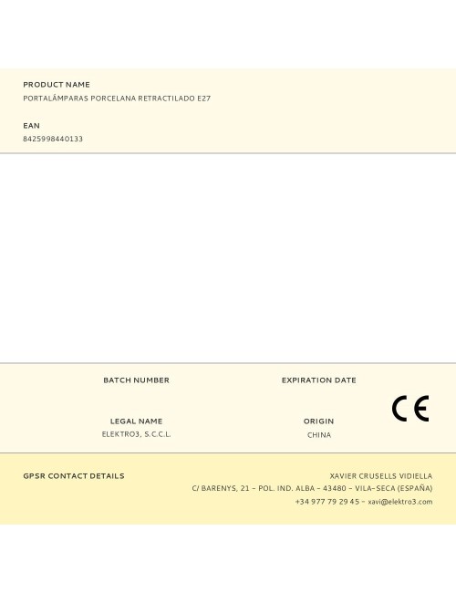 Portalámparas porcelana retractilado e27