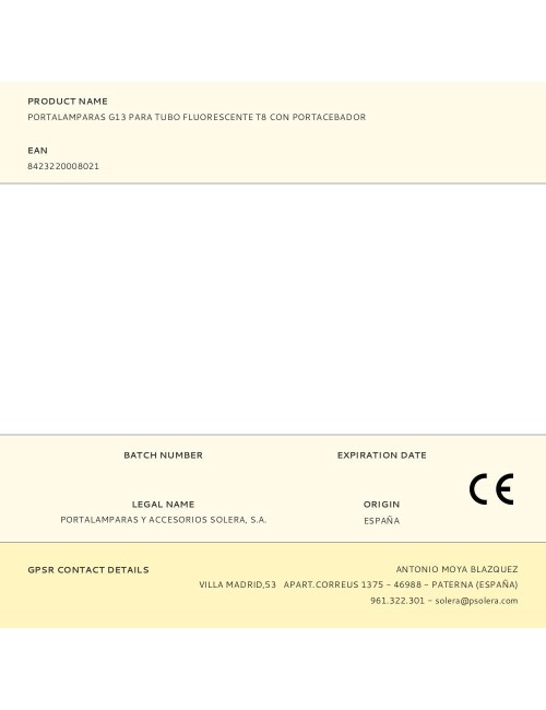 Portalamparas g13 para tubo fluorescente t8 con portacebador
