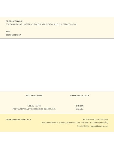 Portalamparas linestra 1 polo (para 2 casquillos) (retractilado)