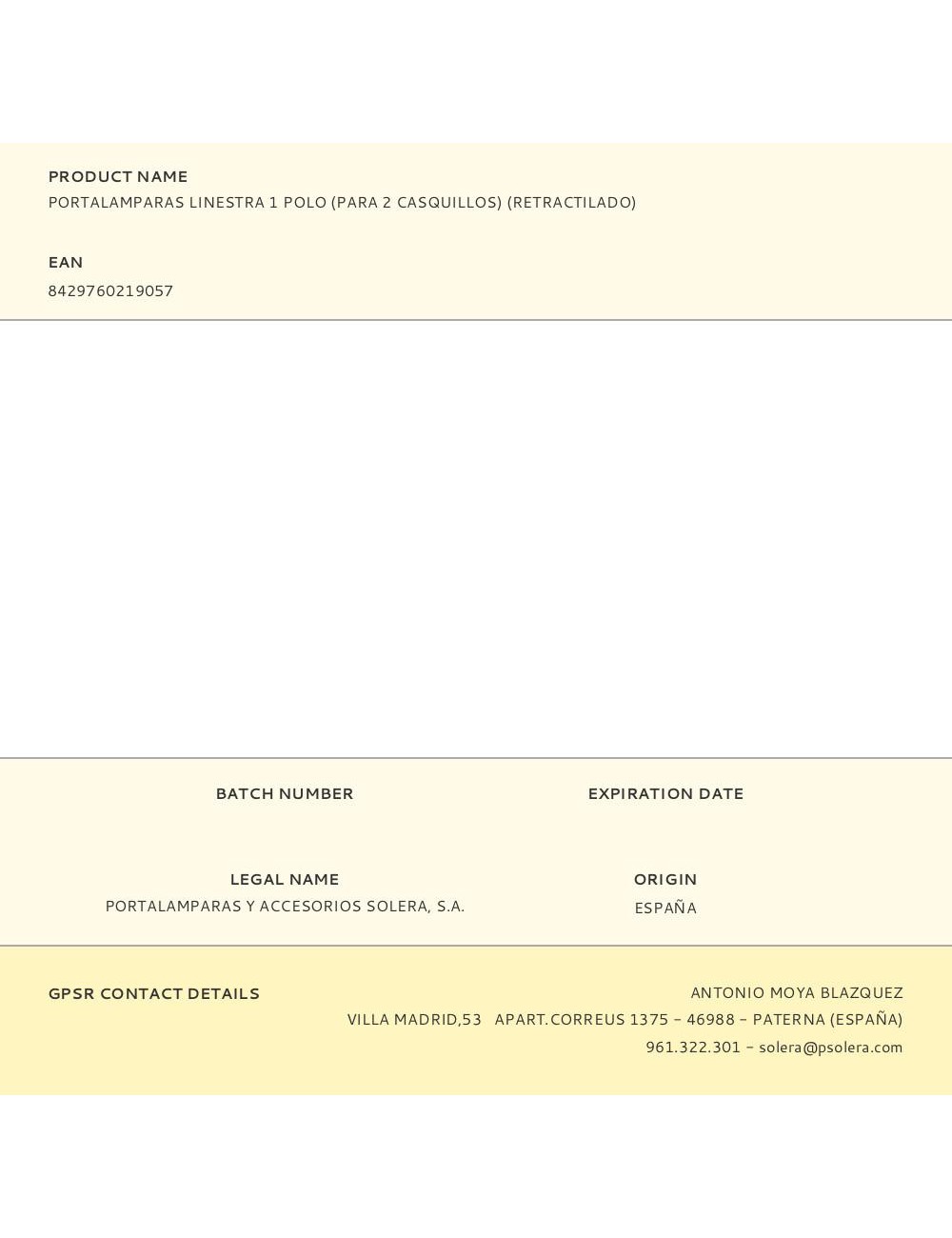 Portalamparas linestra 1 polo (para 2 casquillos) (retractilado)