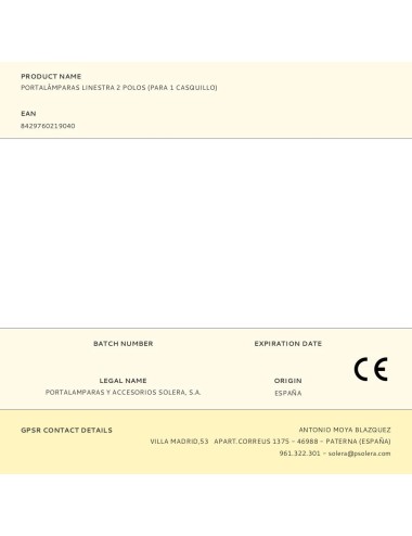 Portalámparas linestra 2 polos (para 1 casquillo)