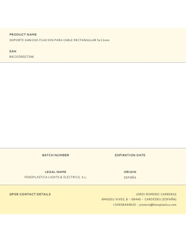 Soporte gancho fijacion para cable rectangular 5x11mm