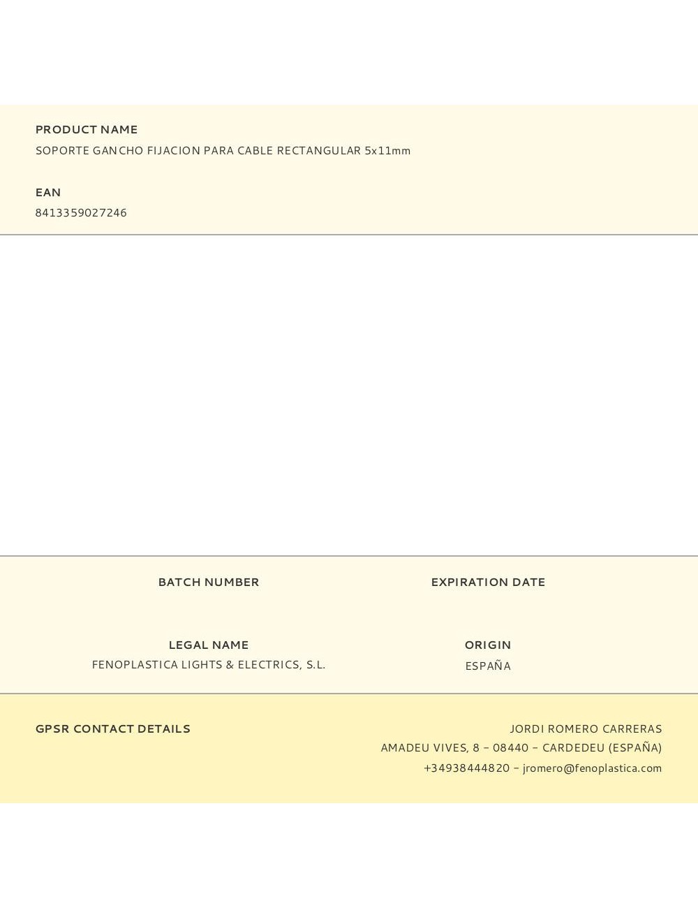 Soporte gancho fijacion para cable rectangular 5x11mm