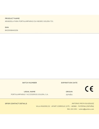 Arandela para portalamparas e14 negro solera 731