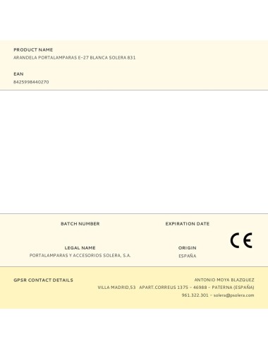 Arandela portalamparas e-27 blanca solera 831