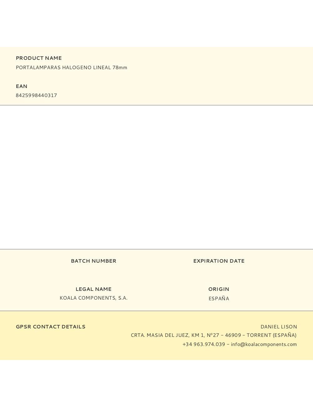 Portalamparas halogeno lineal 78mm