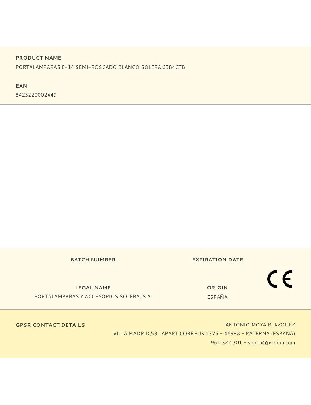 Portalamparas e-14 semi-roscado blanco solera 6584ctb