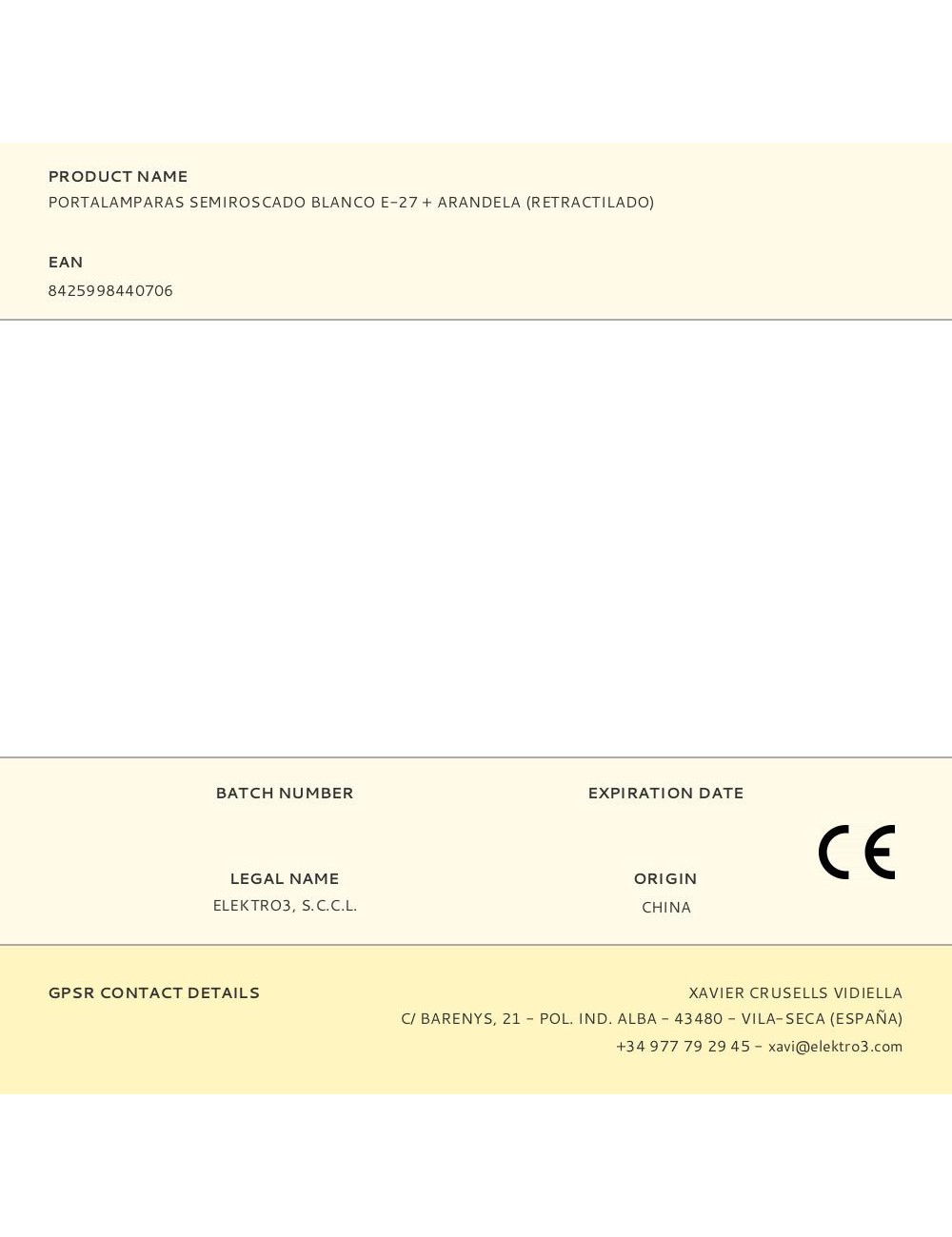 Portalamparas semiroscado blanco e-27 + arandela (retractilado)