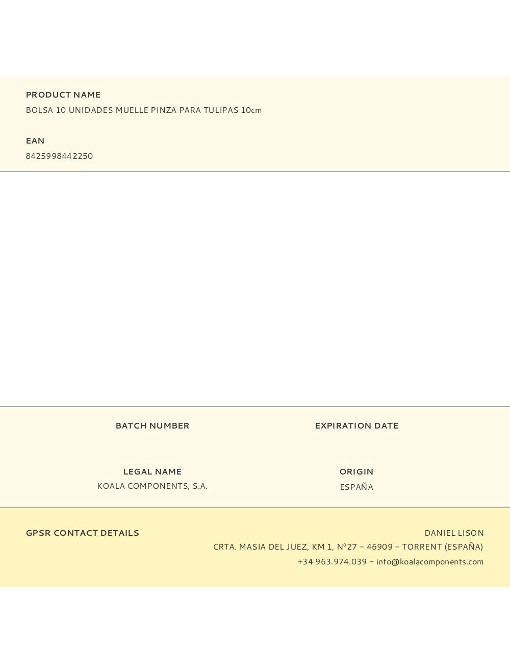 Bolsa 10 unidades muelle pinza para tulipas 10cm