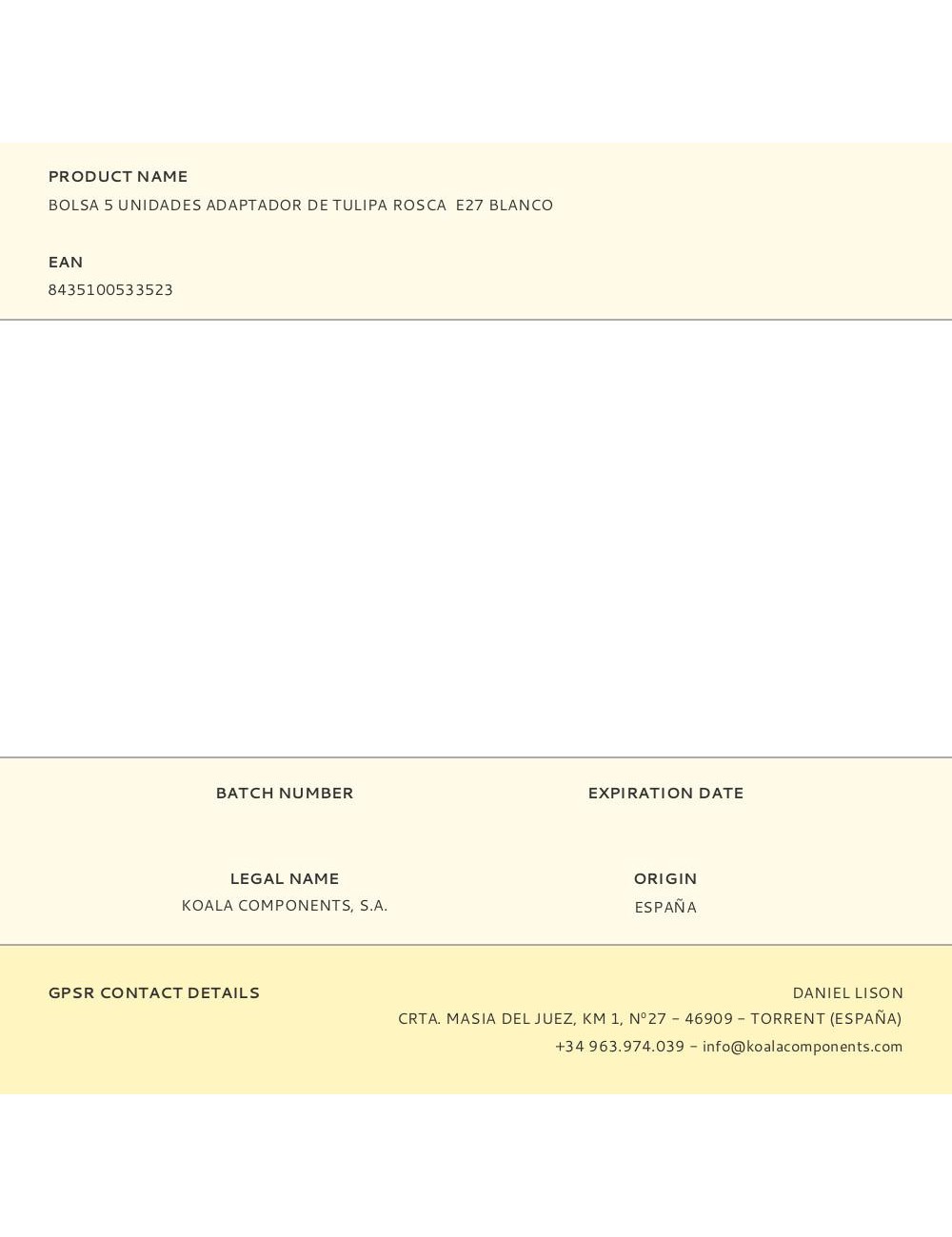 Bolsa 5 unidades adaptador de tulipa rosca e27 blanco