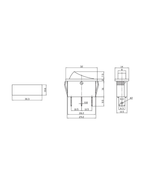 Interruptor luminoso empotrado estrecho 15a negro