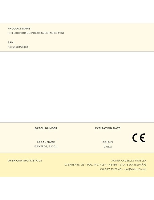 Interruptor unipolar 3a metalico mini