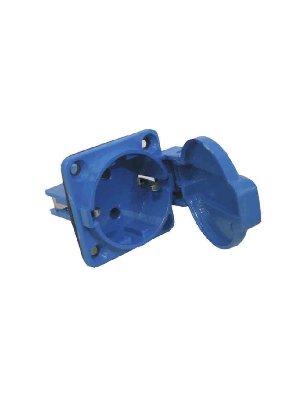 Base empotrar tipo schuko 2p+t azul 16a 230v~ ip44