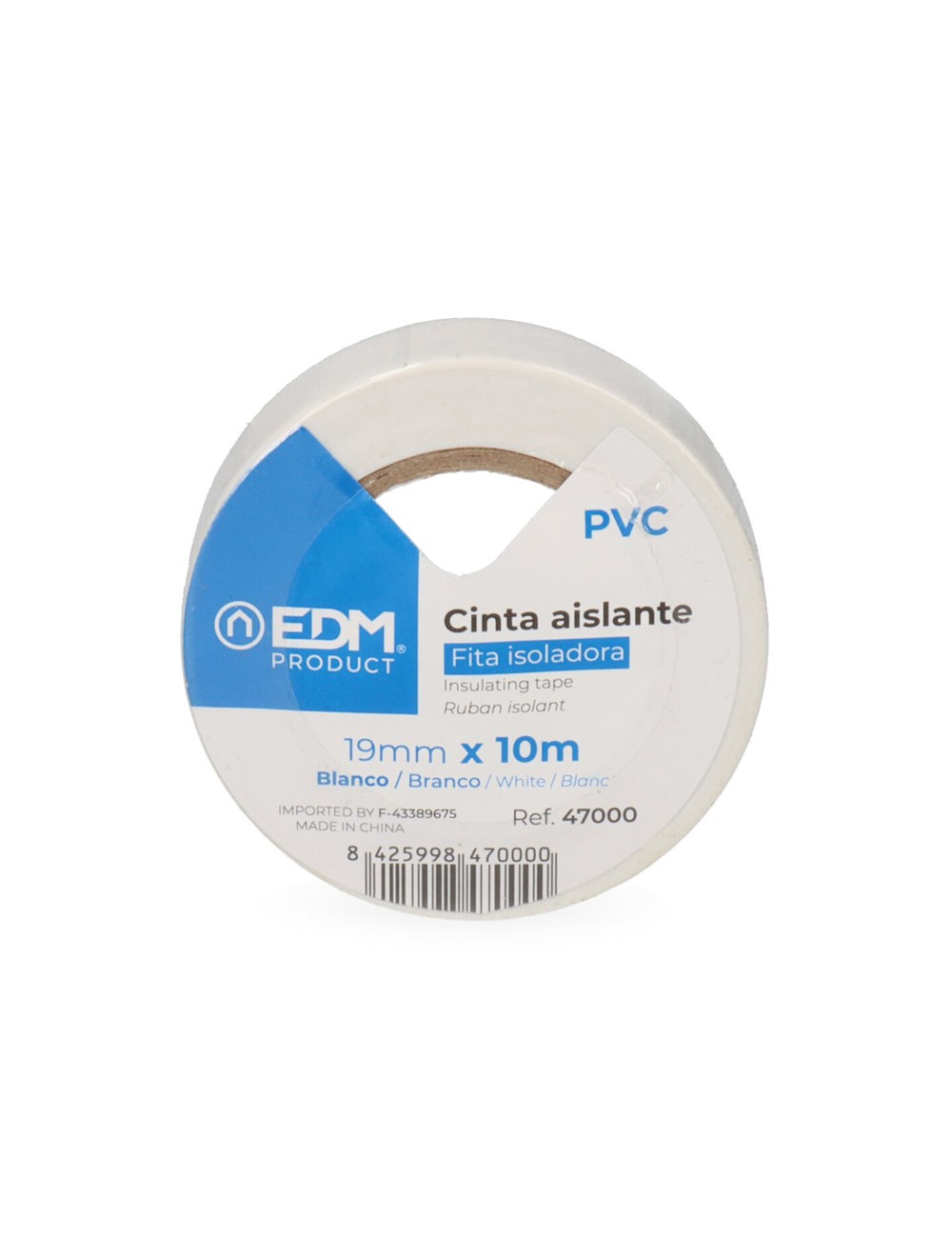 Cinta aislante calidad "supra" blanca 19 mm x 10 m
