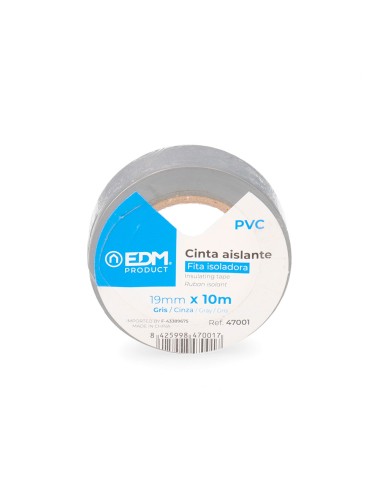 Cinta aislante calidad "supra" gris 19 mm x 10 m
