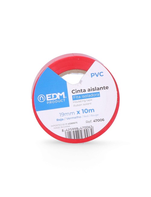 Cinta aislante calidad "supra" roja 19 mm x 10 m