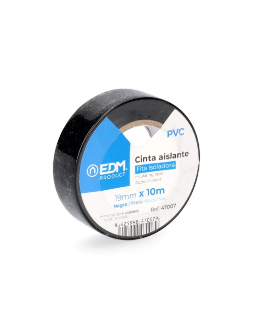 Cinta aislante calidad "supra" negra 19 mm x 10 m