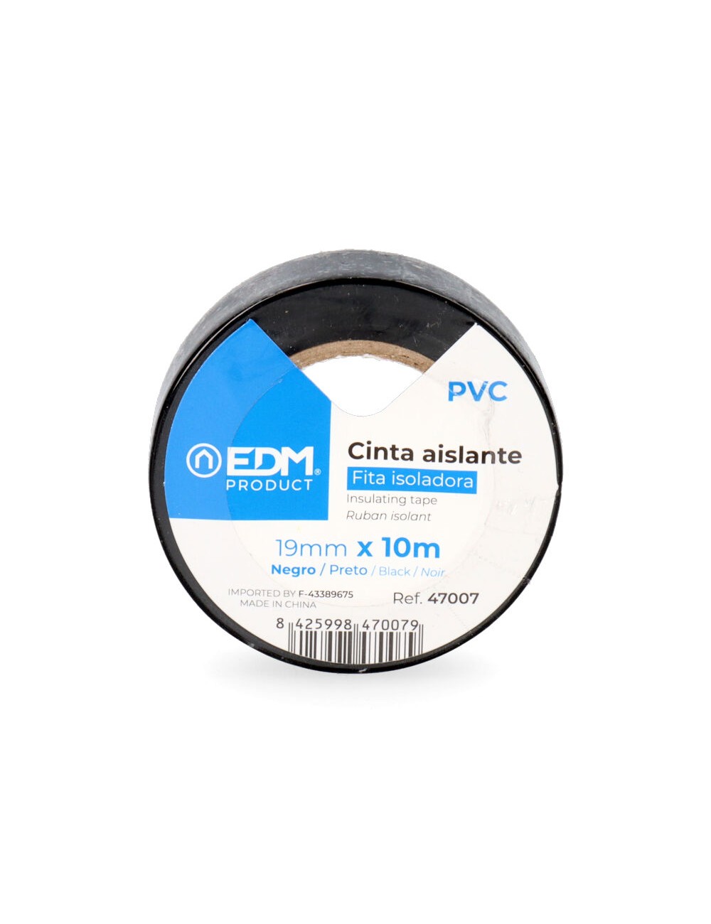 Cinta aislante calidad "supra" negra 19 mm x 10 m