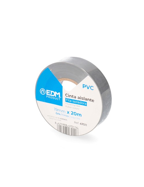 Cinta aislante calidad "supra" gris 19 mm x 20 m