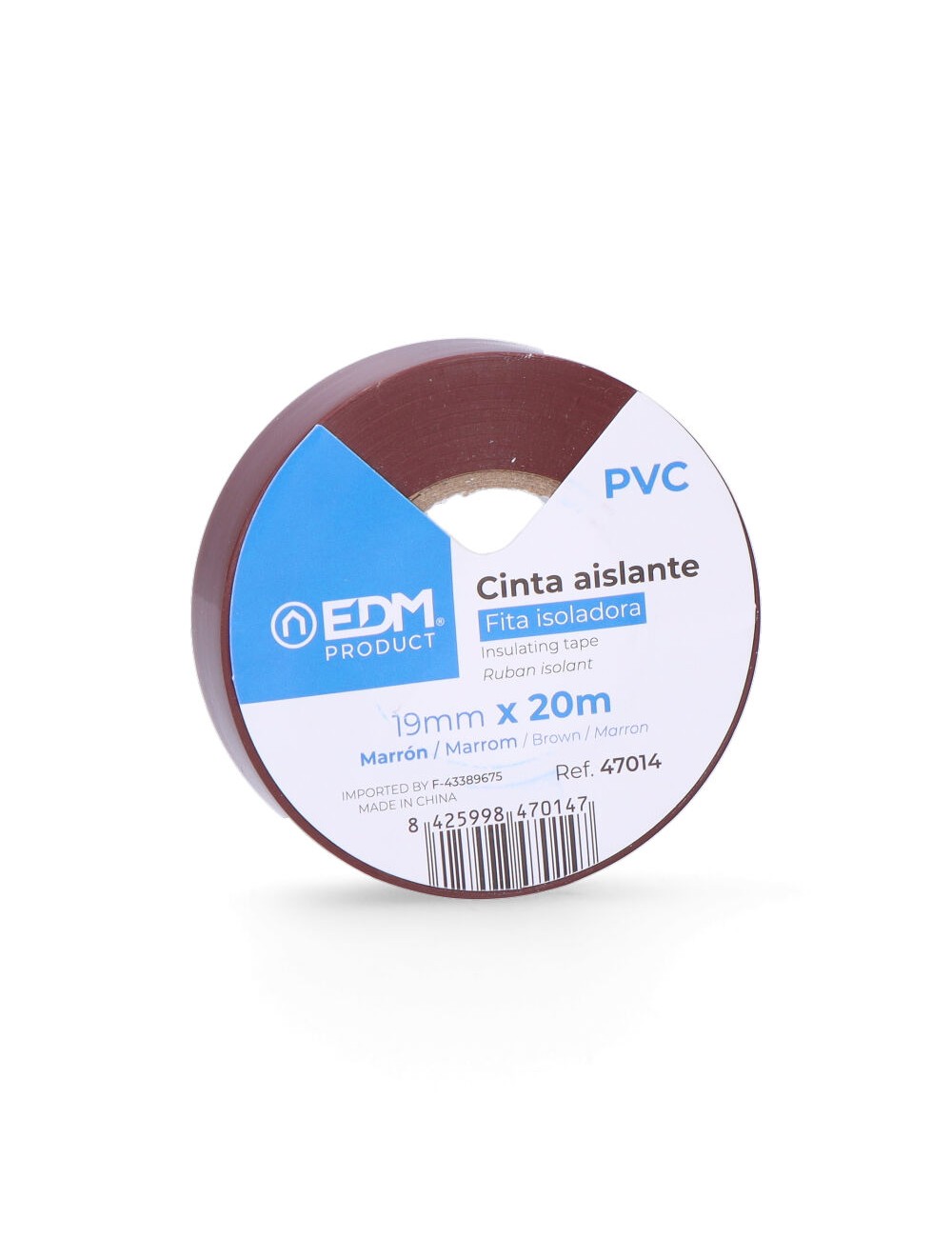 Cinta aislante calidad "supra" marron 19 mm x 20 m