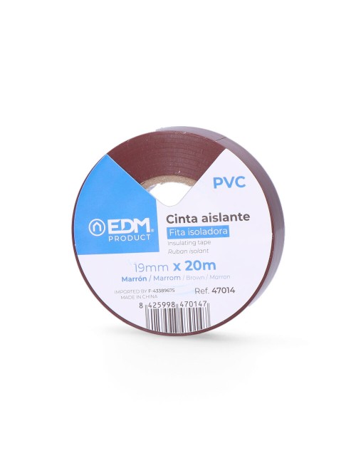 Cinta aislante calidad "supra" marron 19 mm x 20 m