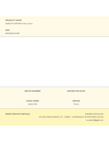 Burlete espuma blanco 9 mm x 10 m