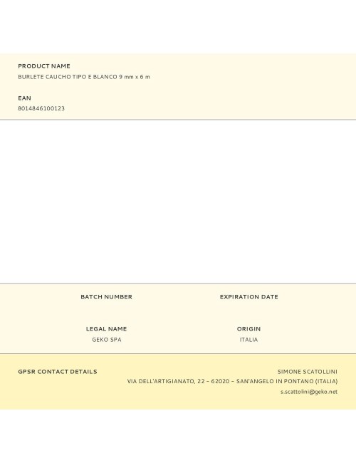 Burlete caucho tipo e blanco 9 mm x 6 m